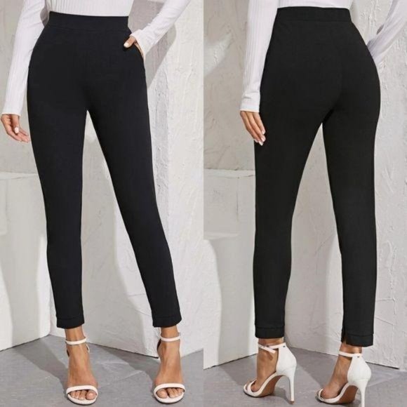 BLACK Tailored skinny cut pants pockets high rise - Picture 1 of 7